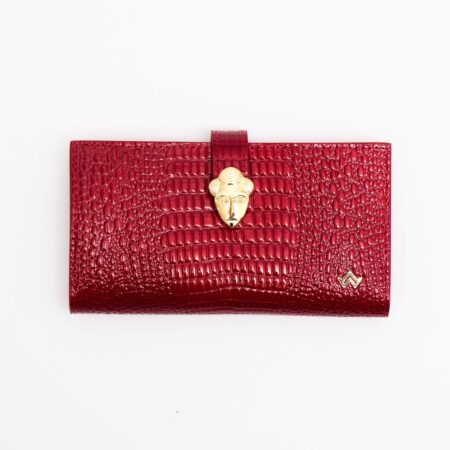 PORTEFEUILLE Akan Lézard rouge vernis