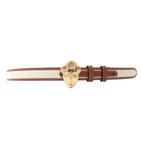 CEINTURE Marron Camel & Crème